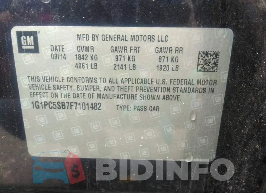 1G1PC5SB7F7101482 Photo# 9