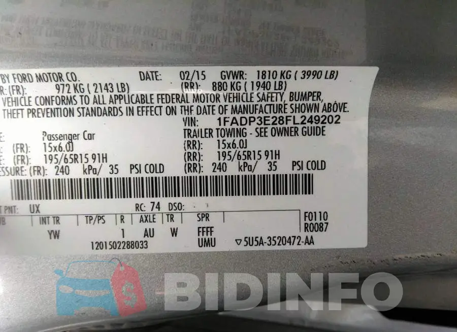 1FADP3E28FL249202 Photo# 9