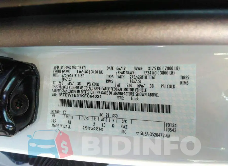 1FTEW1E51KFC64021 Photo# 9