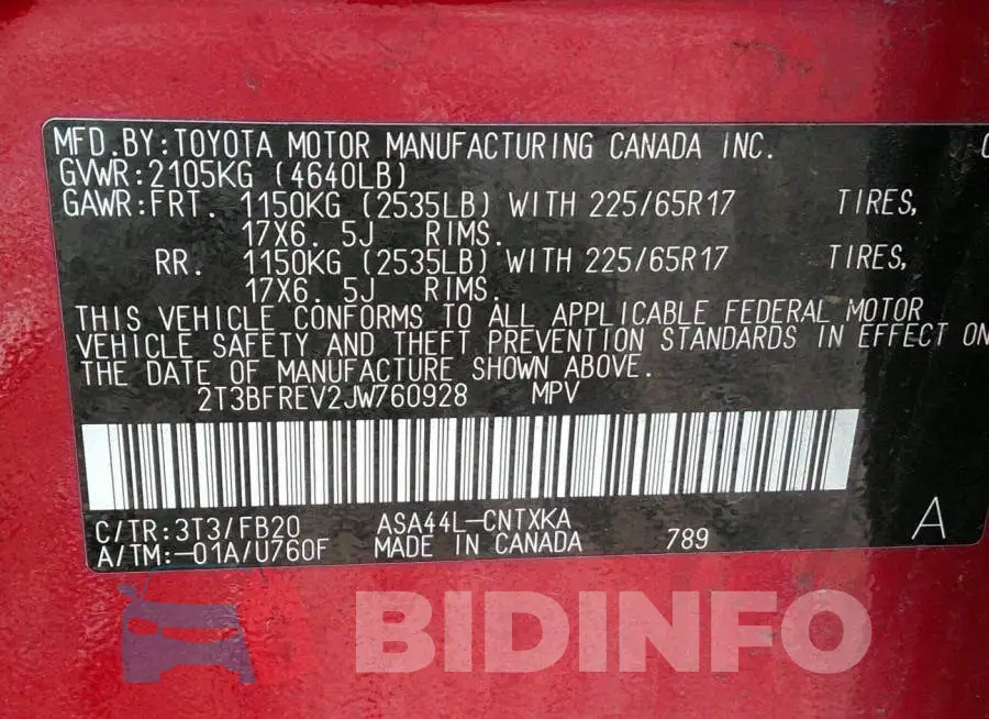 2T3BFREV2JW760928 Photo# 9