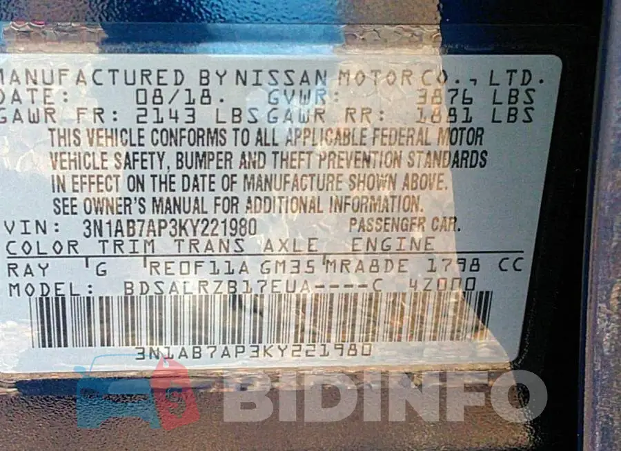 3N1AB7AP3KY221980 Photo# 9
