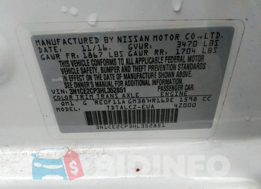 3N1CE2CP3HL352851 Photo# 9