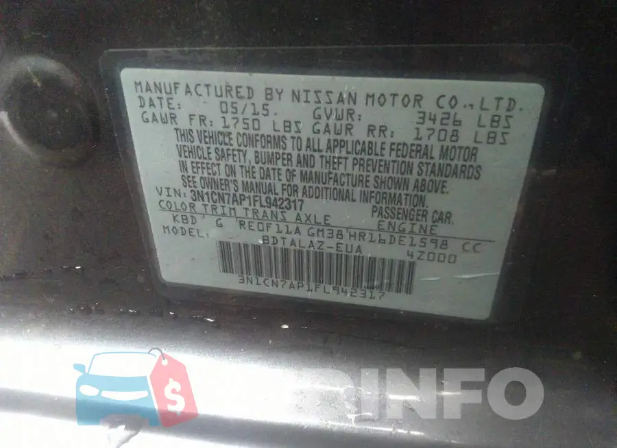 3N1CN7AP1FL942317 Photo# 9