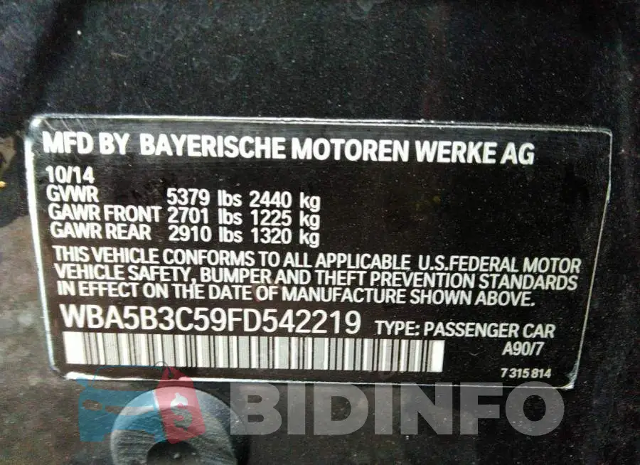 WBA5B3C59FD542219 Photo# 9