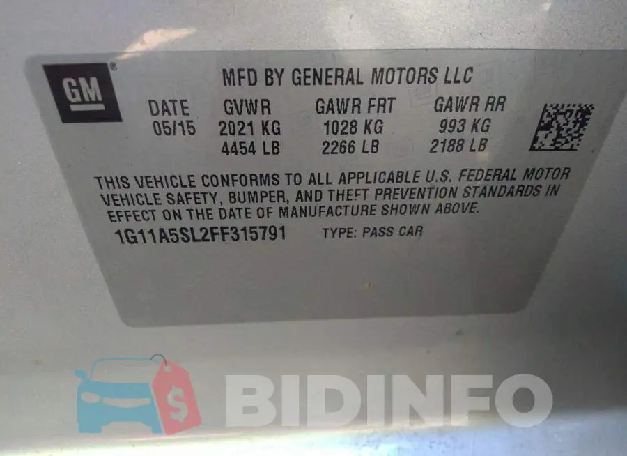 1G11A5SL2FF315791 Photo# 9
