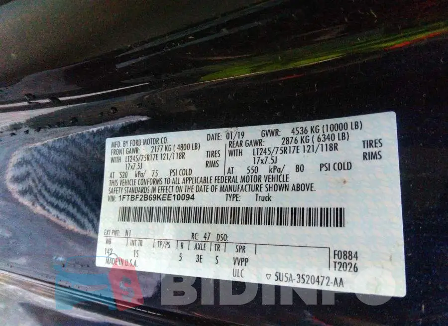 1FTBF2B69KEE10094 Photo# 9