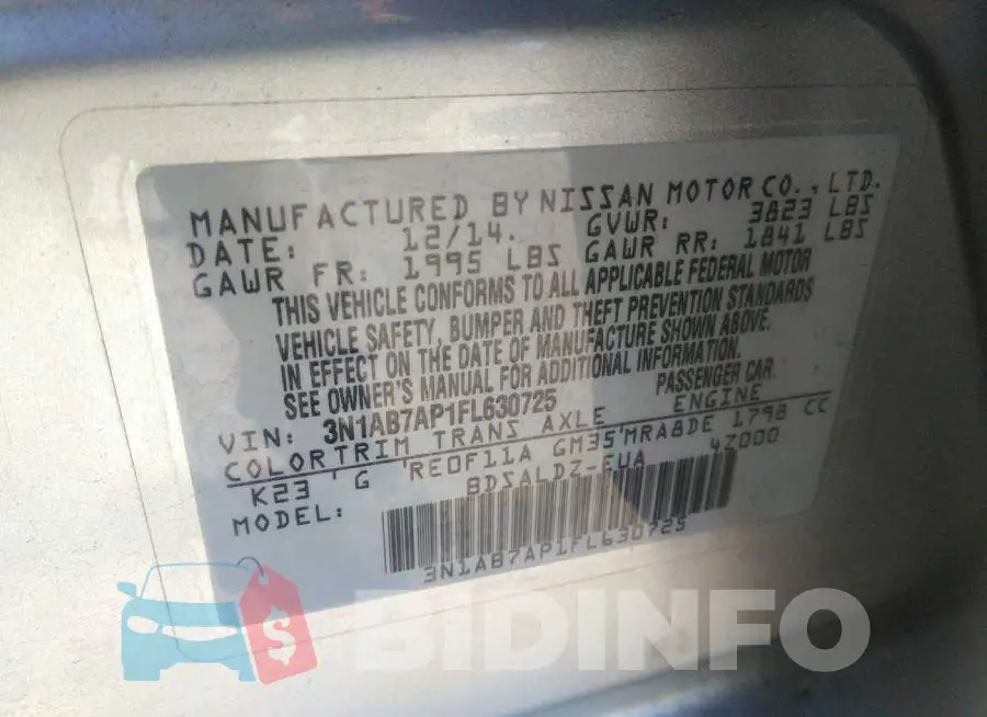 3N1AB7AP1FL630725 Photo# 9
