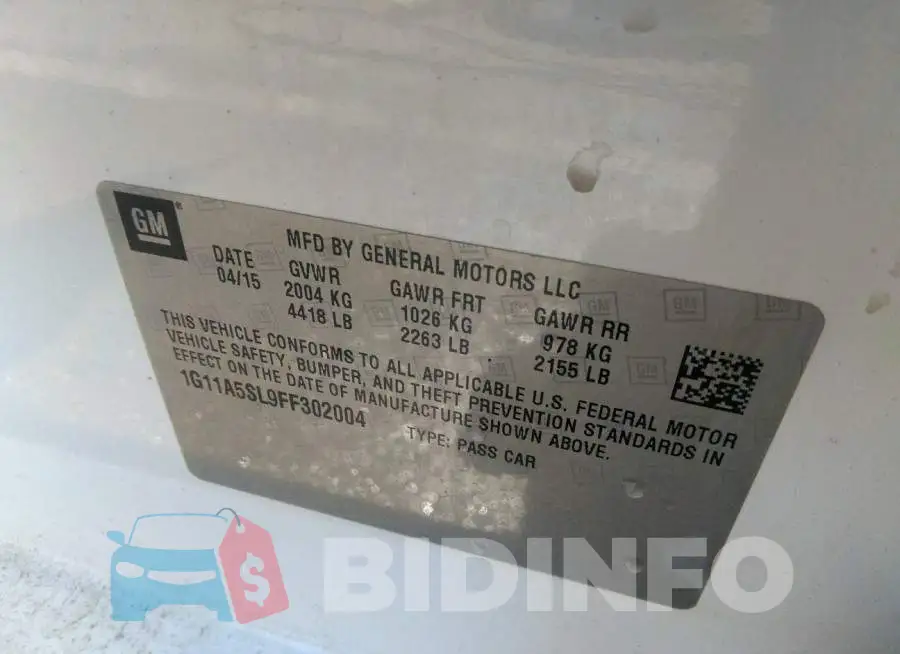 1G11A5SL9FF302004 Photo# 9