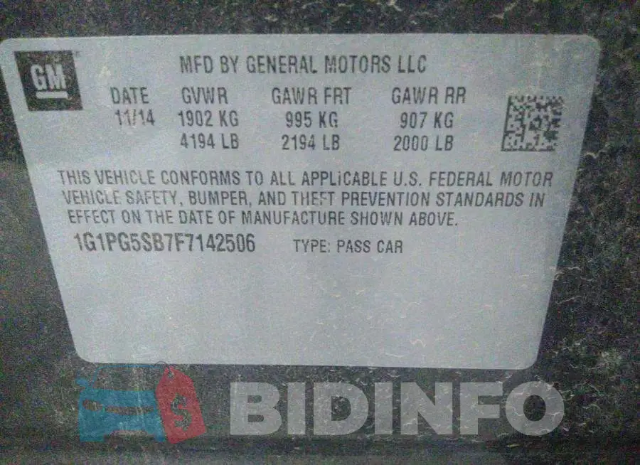 1G1PG5SB7F7142506 Photo# 9