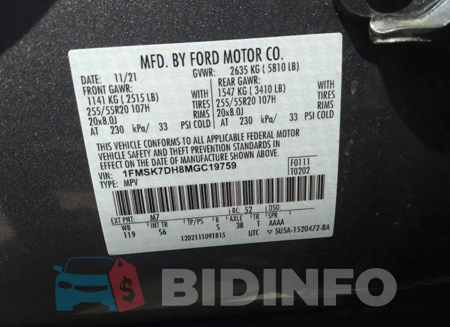 1FMSK7DH8MGC19759 Photo# 9