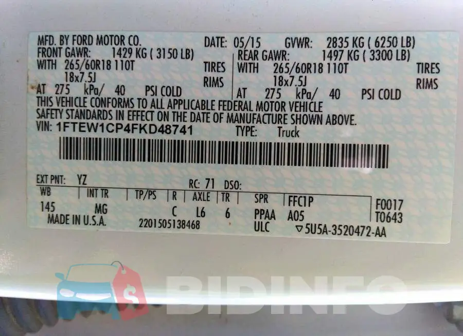 1FTEW1CP4FKD48741 Photo# 9