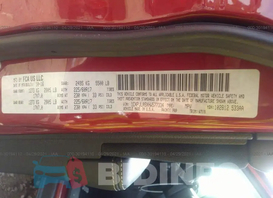 1C4PJLASXHW577334 Photo# 9