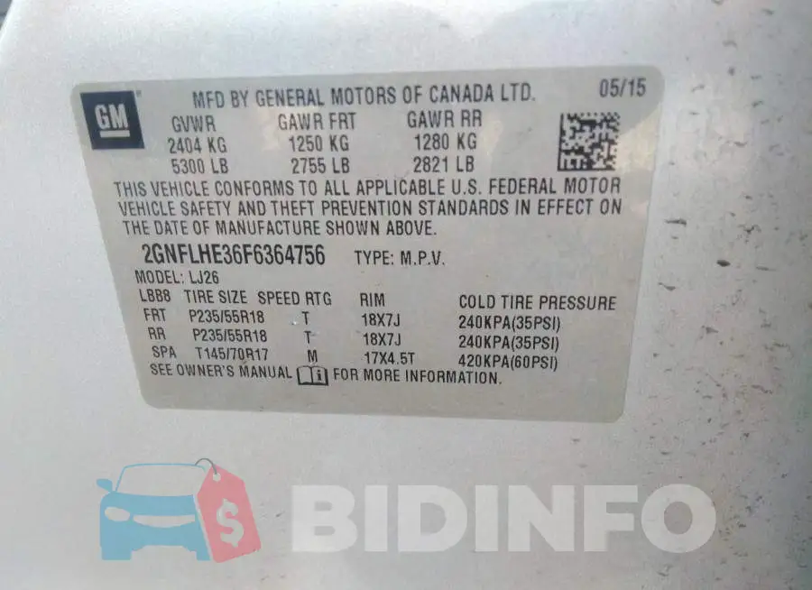 2GNFLHE36F6364756 Photo# 9