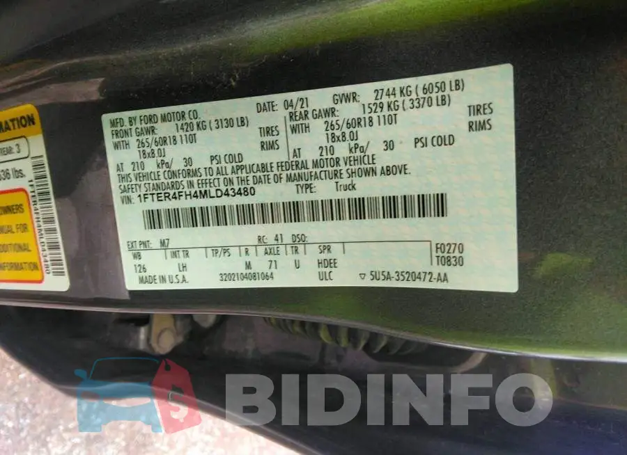 1FTER4FH4MLD43480 Photo# 9
