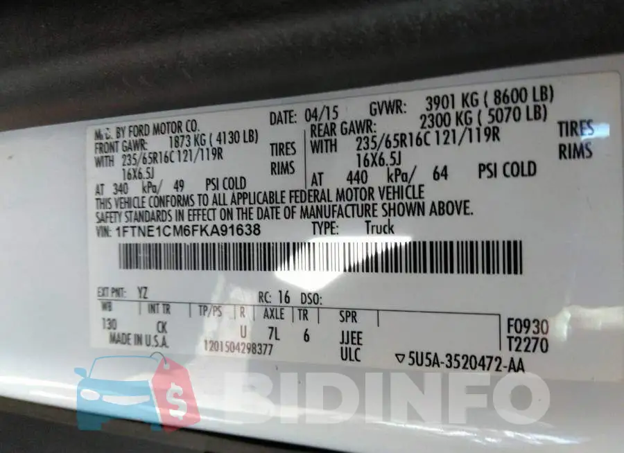 1FTNE1CM6FKA91638 Photo# 9