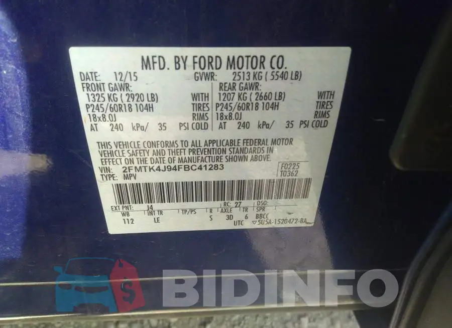 2FMTK4J94FBC41283 Photo# 9