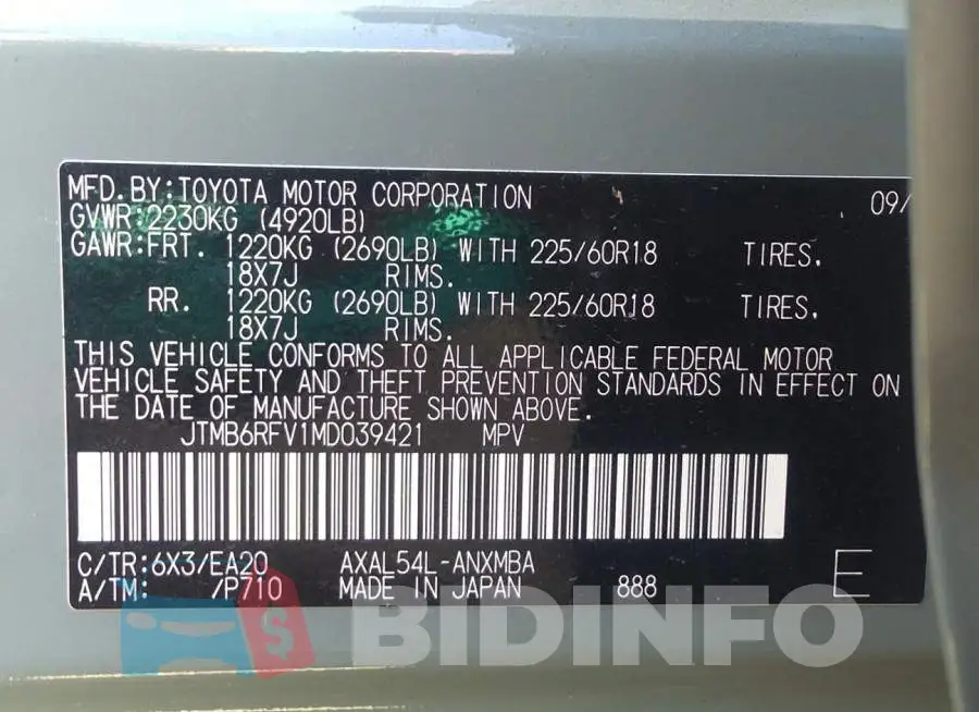JTMB6RFV1MD039421 Photo# 9