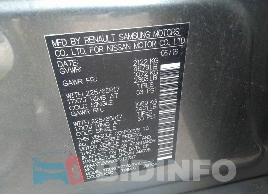 KNMAT2MV6GP712737 Photo# 9
