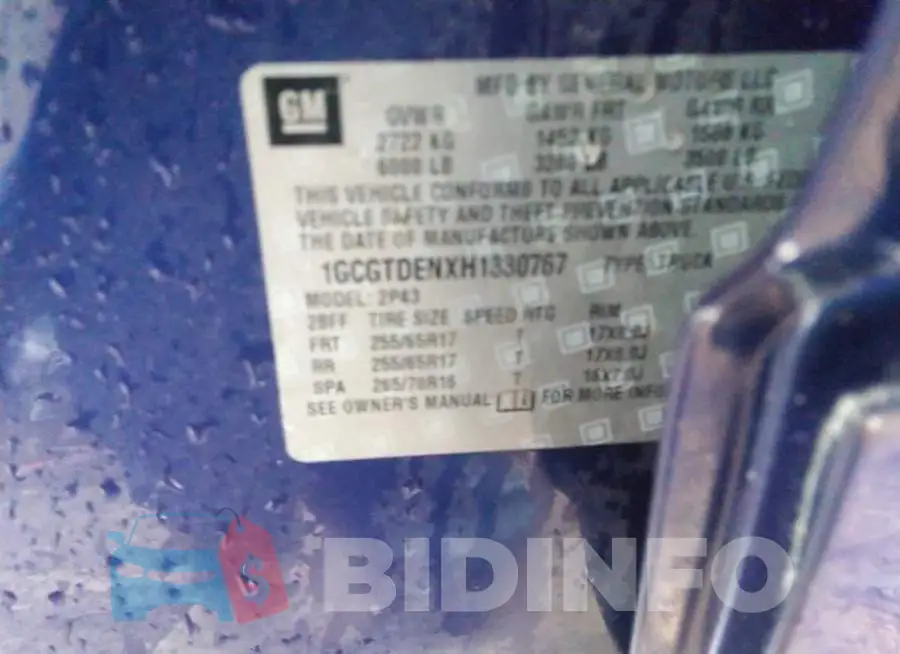 1GCGTDENXH1330767 Photo# 9