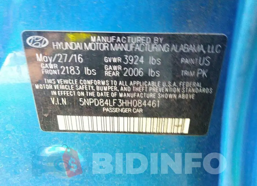 5NPD84LF3HH084461 Photo# 9