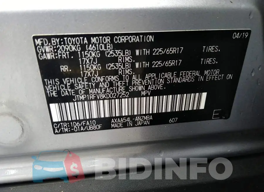 JTMP1RFV8KD027252 Photo# 9