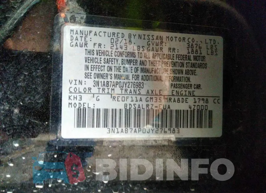 3N1AB7AP0JY276983 Photo# 9