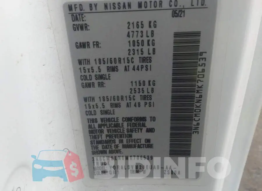 3N6CM0KN6MK706539 Photo# 9
