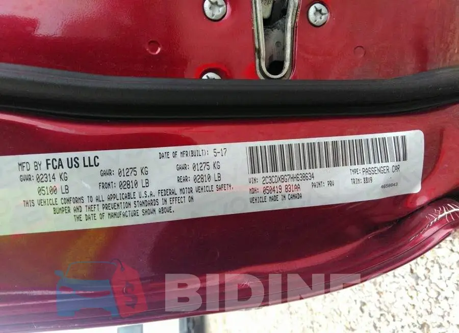 2C3CDXBG7HH638634 Photo# 9