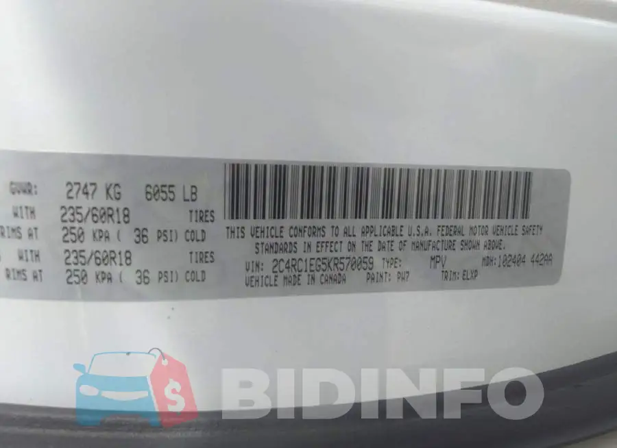 2C4RC1EG5KR570059 Photo# 9