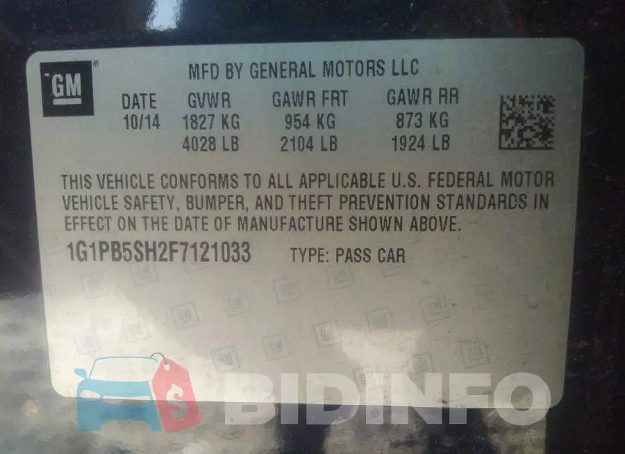 1G1PB5SH2F7121033 Photo# 9