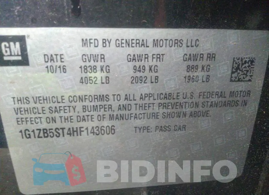 1G1ZB5ST4HF143606 Photo# 9