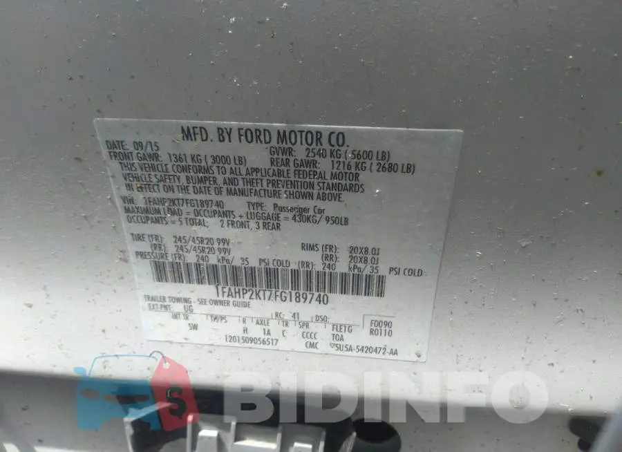 1FAHP2KT7FG189740 Photo# 9