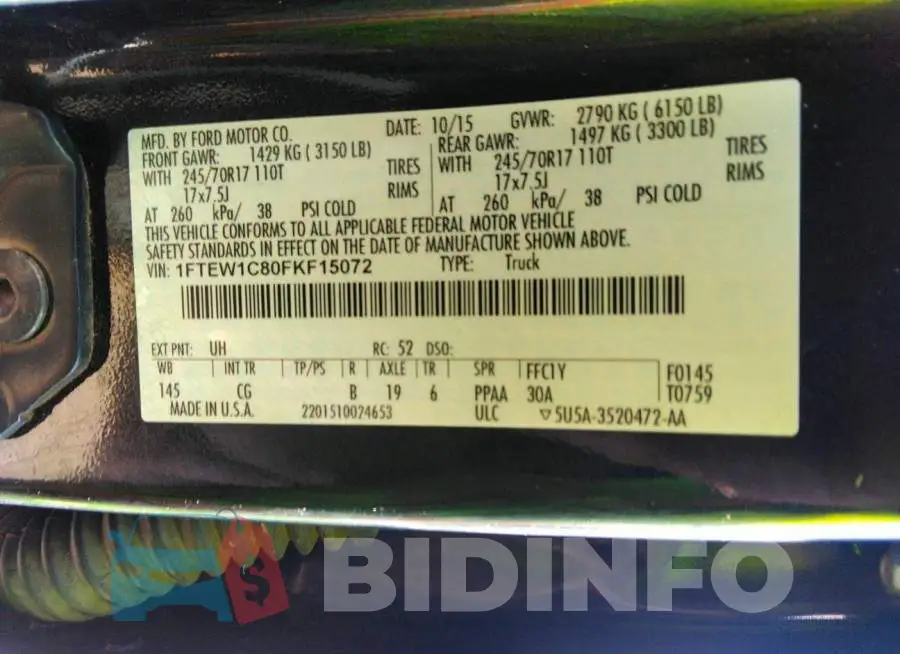 1FTEW1C80FKF15072 Photo# 9