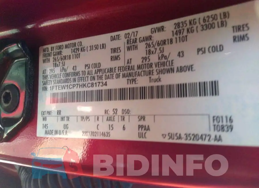 1FTEW1CP7HKC81734 Photo# 9