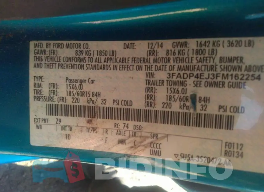3FADP4EJ3FM162254 Photo# 9