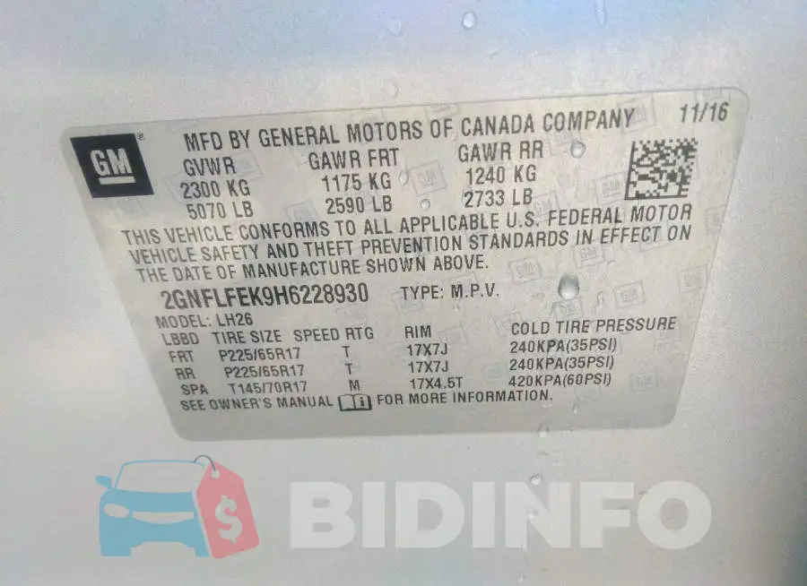 2GNFLFEK9H6228930 Photo# 9
