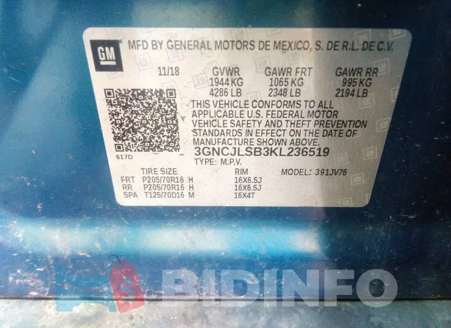 3GNCJLSB3KL236519 Photo# 9