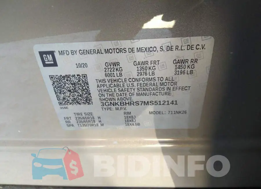 3GNKBHRS7MS512141 Photo# 9