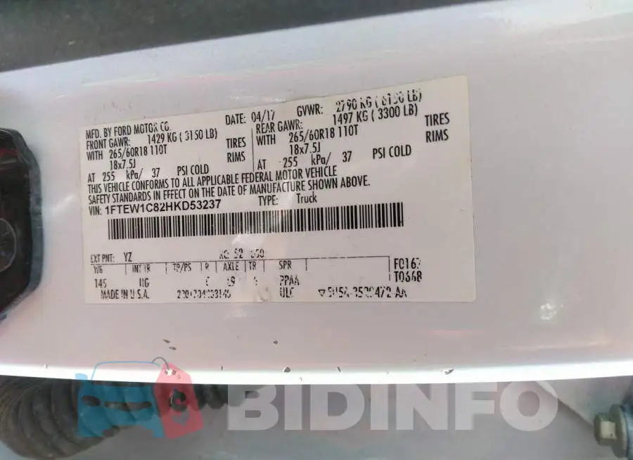 1FTEW1C82HKD53237 Photo# 9