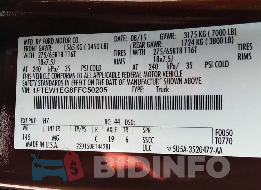1FTEW1EG8FFC50205 Photo# 9