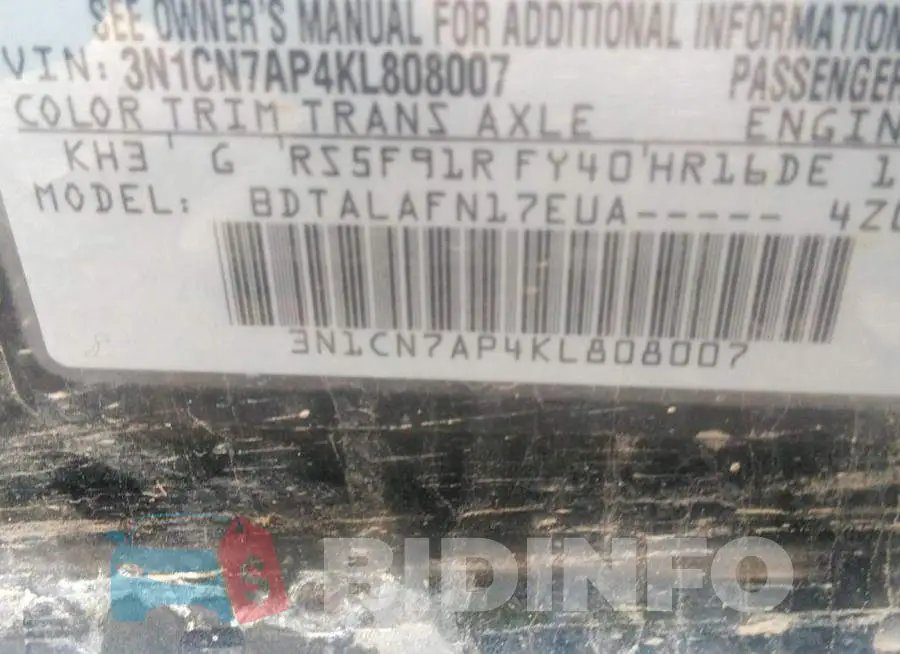 3N1CN7AP4KL808007 Photo# 9