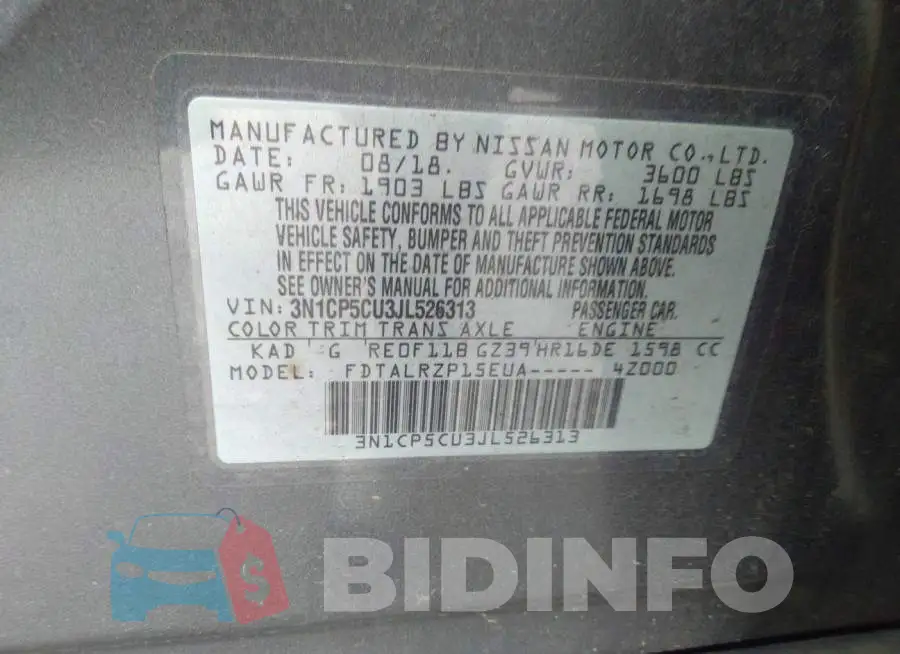 3N1CP5CU3JL526313 Photo# 9