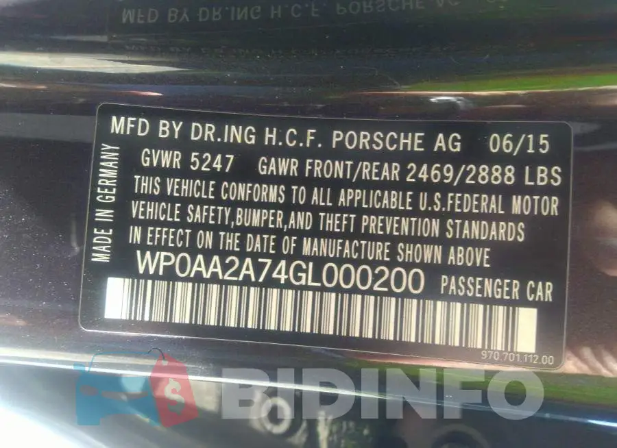 WP0AA2A74GL000200 Photo# 9