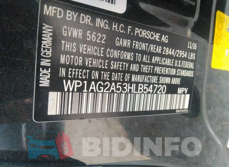 WP1AG2A53HLB54720 Photo# 9