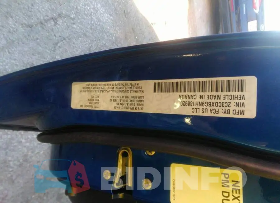 2C3CDXBG9NH188920 Photo# 9