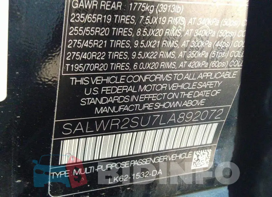 SALWR2SU7LA892072 Photo# 9