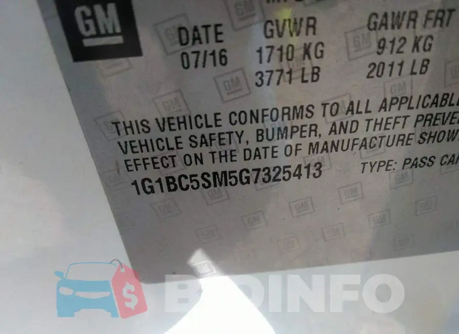 1G1BC5SM5G7325413 Photo# 9