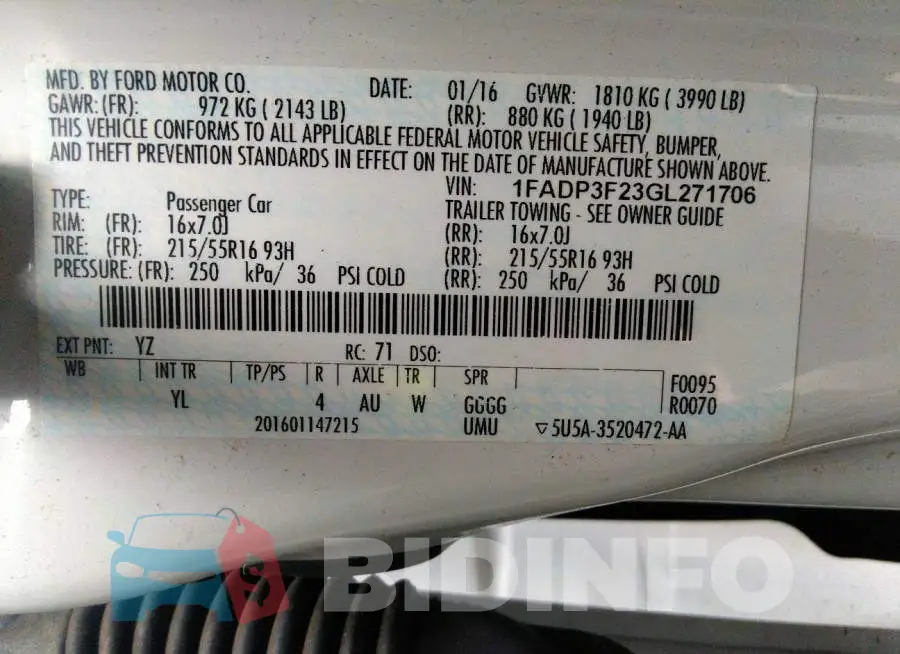 1FADP3F23GL271706 Photo# 9