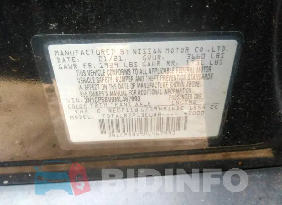 3N1CP5BV9ML467993 Photo# 9