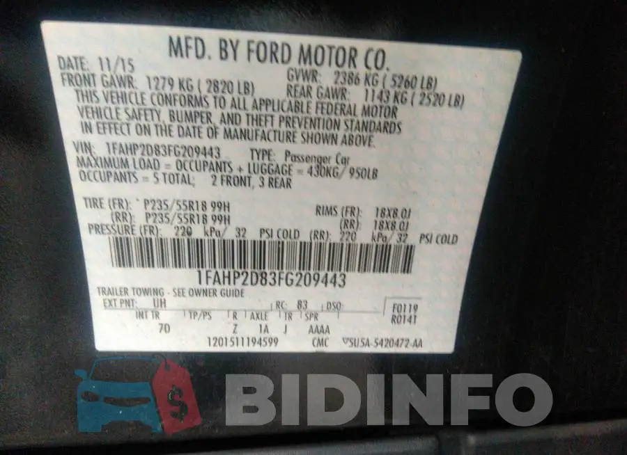 1FAHP2D83FG209443 Photo# 9
